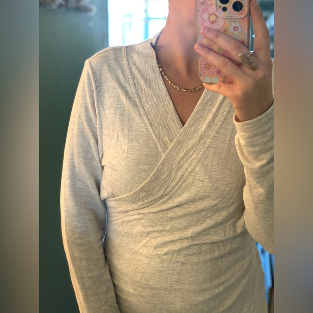 Athleta Cream Wrap-Style Top